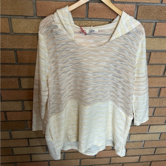 NWT Hayden Los Angeles Knit Oversized Hoodie Sweater Yellow & White Size Small - Picture 1 of 7